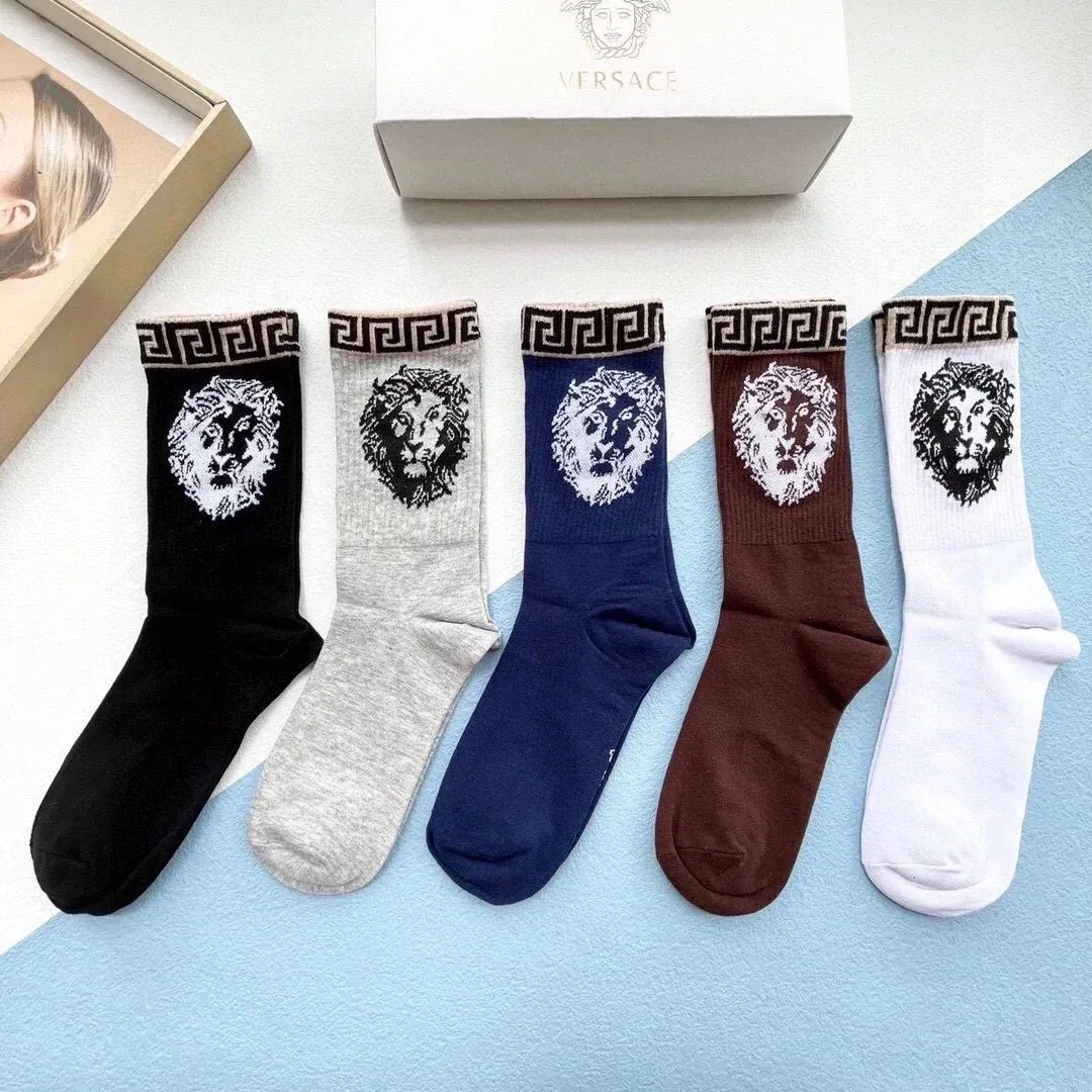 Versace Versace Lion Medusa Socks Black/White/Grey/Blue/Brown Black - 1