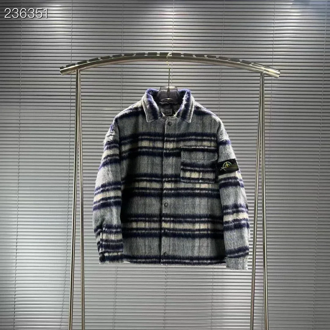 Stone Island Stone Island 68-15 Striped Wool Jacket Blue