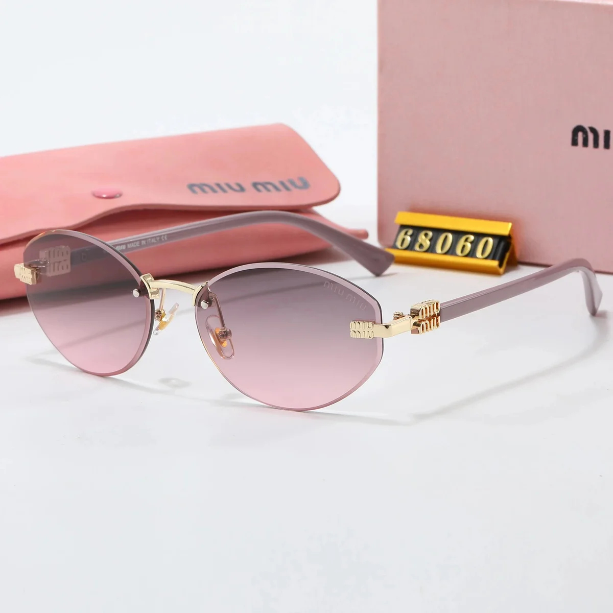 Miu Miu Miu Miu Gradient Pink Rimless Sunglasses Pink - 1