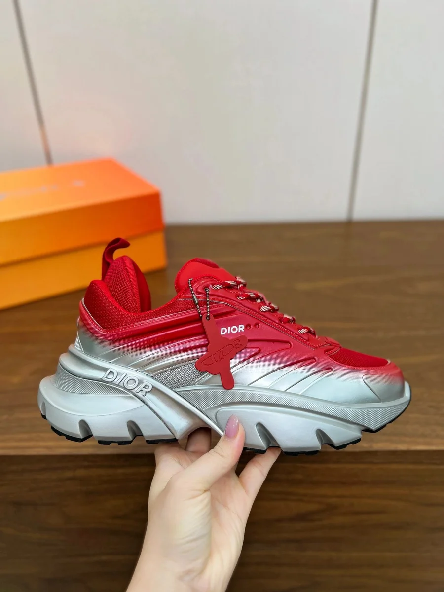 Dior Dior B22 Red and Silver Chunky Sneaker Red