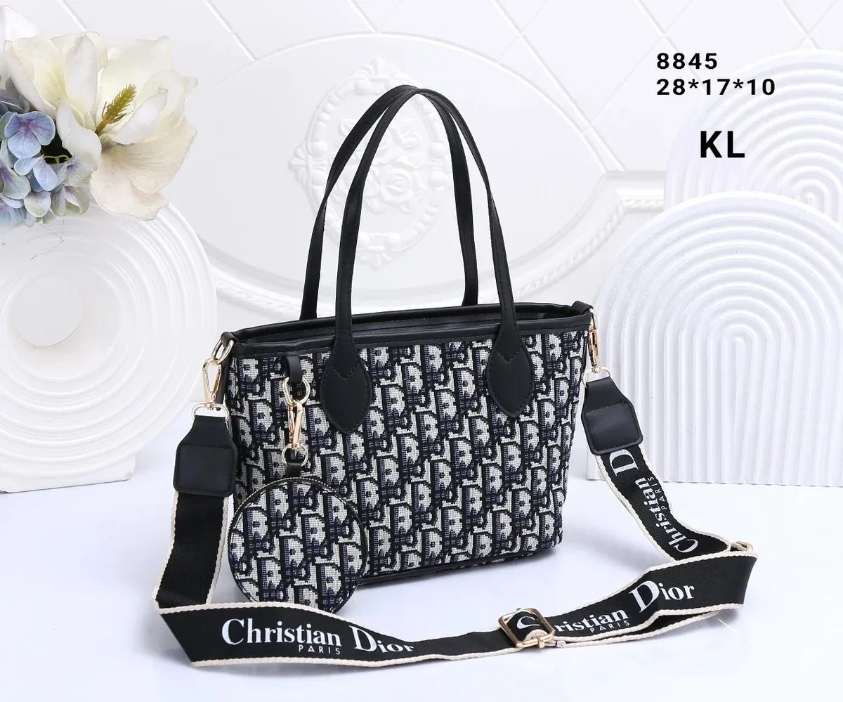 Dior Dior Lady Dior Monogram Tote Bag Black/White Black - 1
