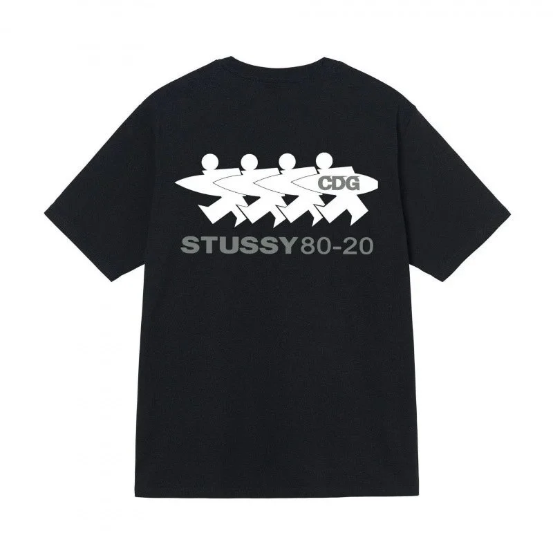 Stussy Stussy Stüssy 80-20 Black Surf Graphic T-Shirt Black - 1