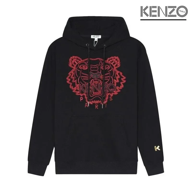 Kenzo Kenzo Black Red Tiger Embroidery Hoodie Black - 1
