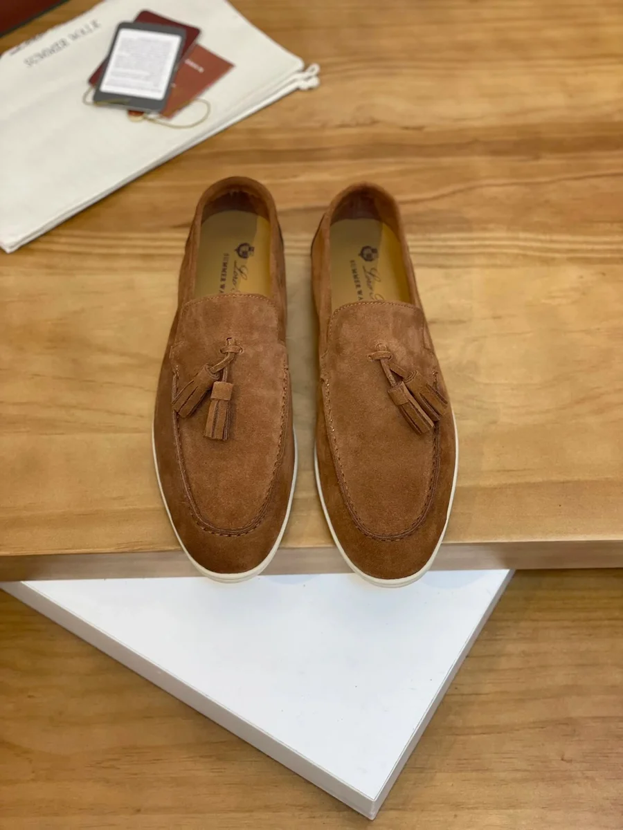 Other Unisex Suede Tassel Loafers Brown Casual Shoes Brown - 1