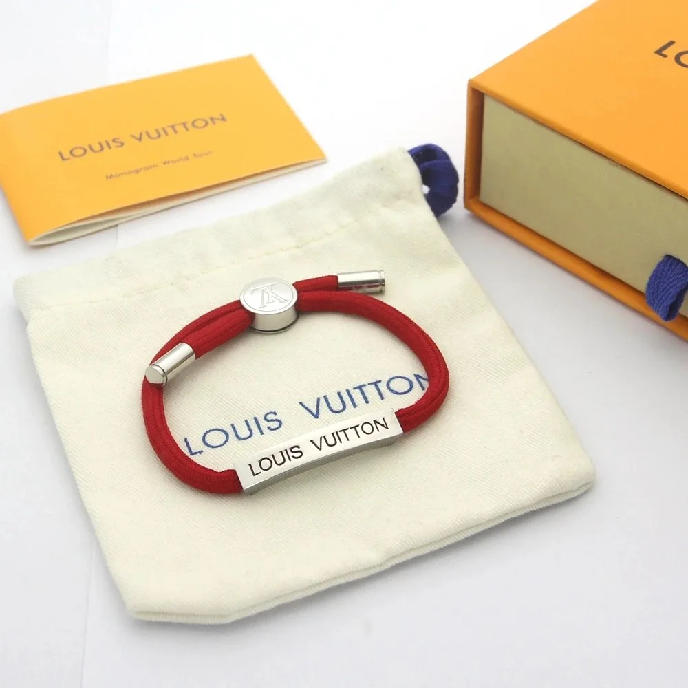 Louis Vuitton Louis Vuitton Red & Silver Logo Bracelet Red
