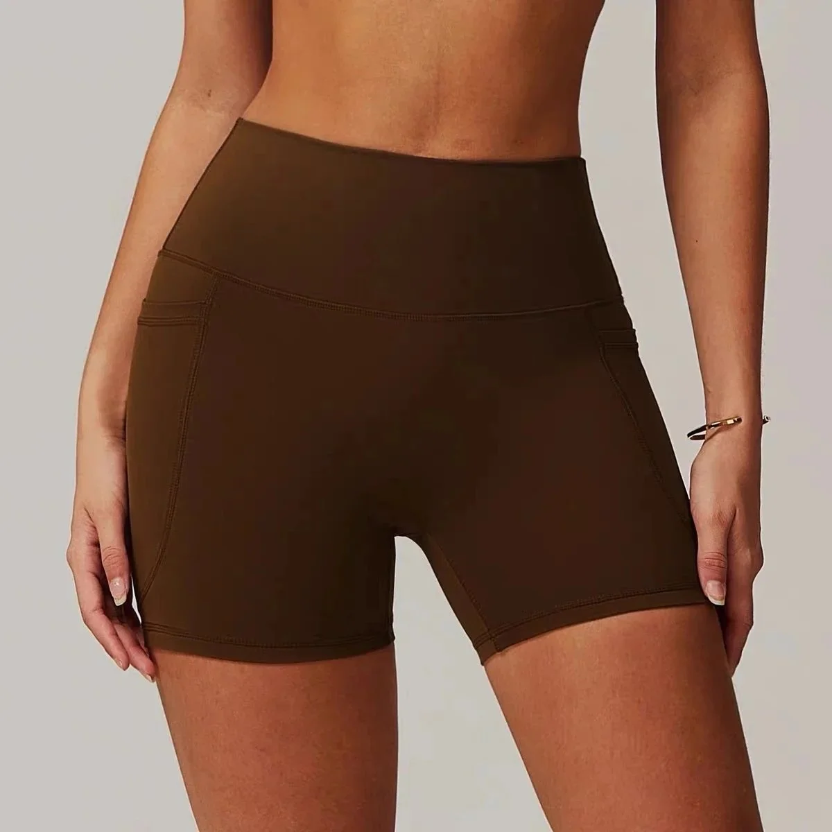 Other Biker Shorts {桦茶棕} Women's High-Waisted Shorts Brown - 1