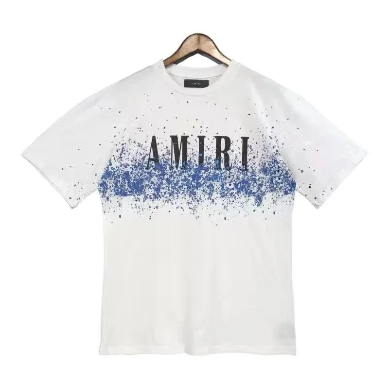 Amiri Amiri White Blue Splatter T-Shirt White - 1