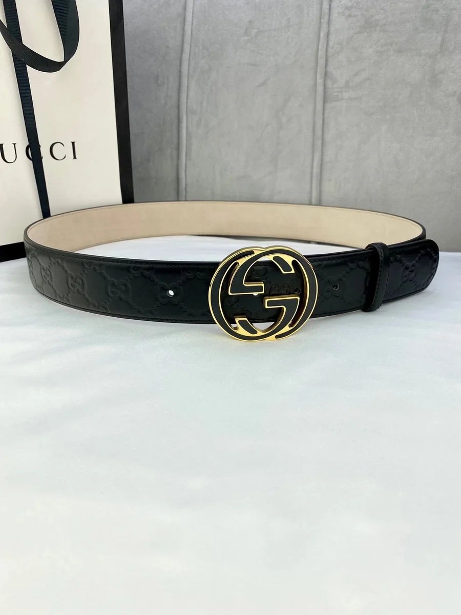 Gucci Gucci GG Belt Black/Gold Belt Black - 1
