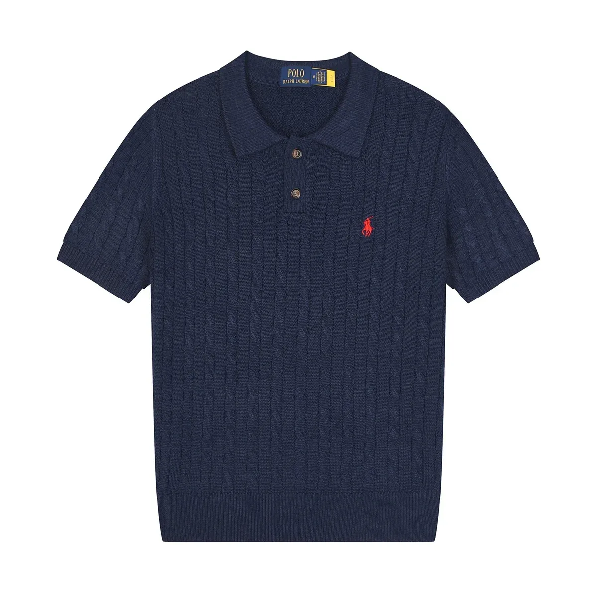 Polo Ralph Lauren Polo Ralph Lauren Navy Cable Knit Polo Shirt Navy - 1
