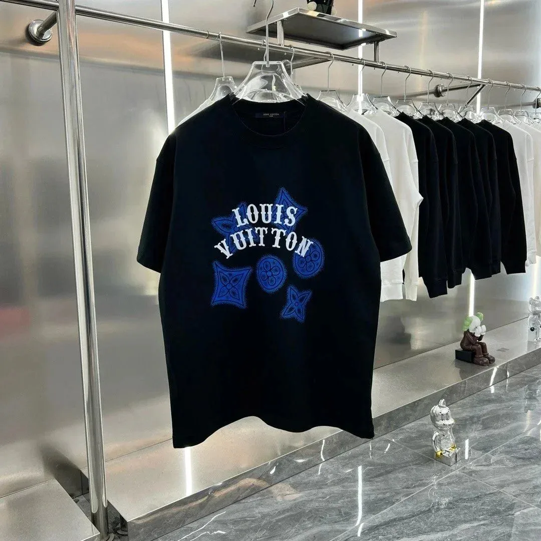 Louis Vuitton Louis Vuitton Monogram Black/Blue Embroidered T-Shirt Black