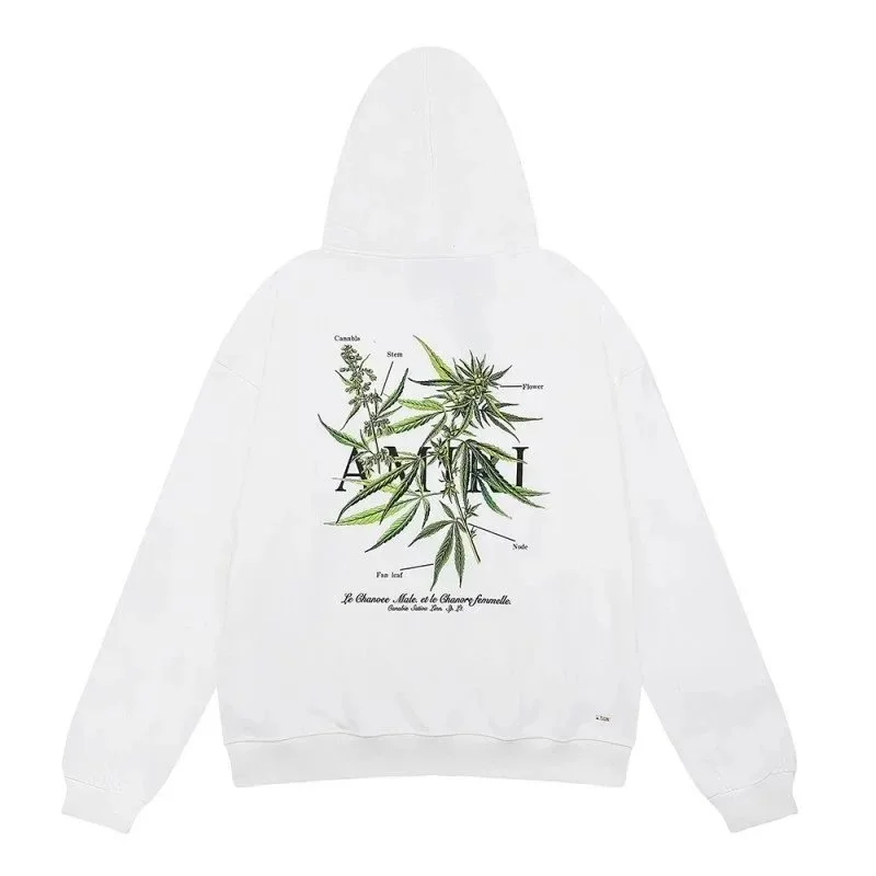 Amiri Amiri White Cannabis Print Hoodie White - 1