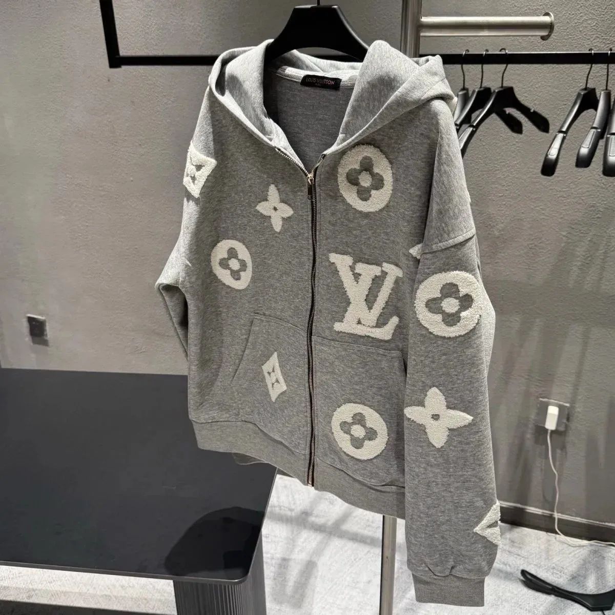 Louis Vuitton Louis Vuitton Monogram LV 27 Heather Grey/White Zip Hoodie Grey