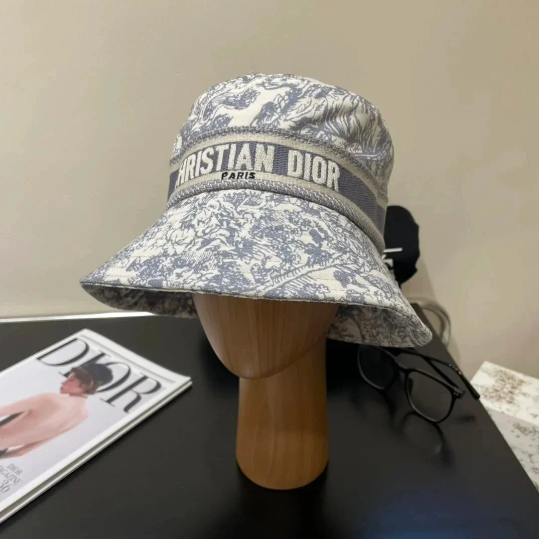 Dior Dior Floral Print Bucket Hat Beige/Blue Headwear Beige - 1