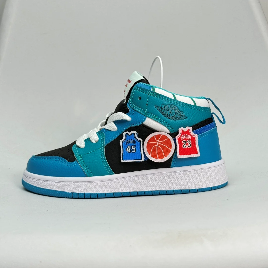 Jordan Jordan Air Jordan 1 Blue/Black/White Patched High Top Sneaker Blue
