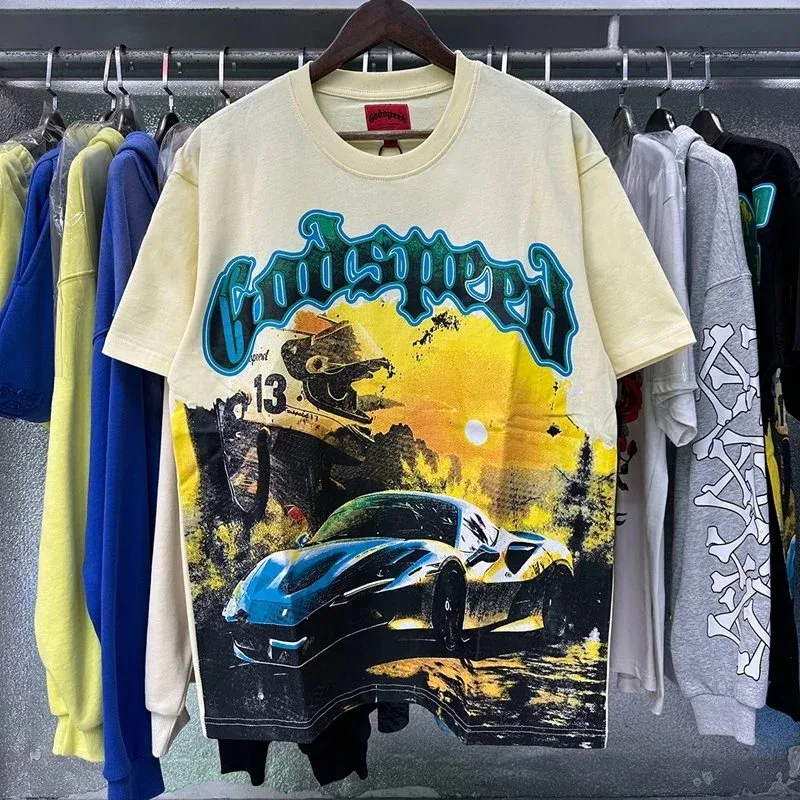 Godspeed Godspeed '13 Car Print T-Shirt Cream Cream - 1
