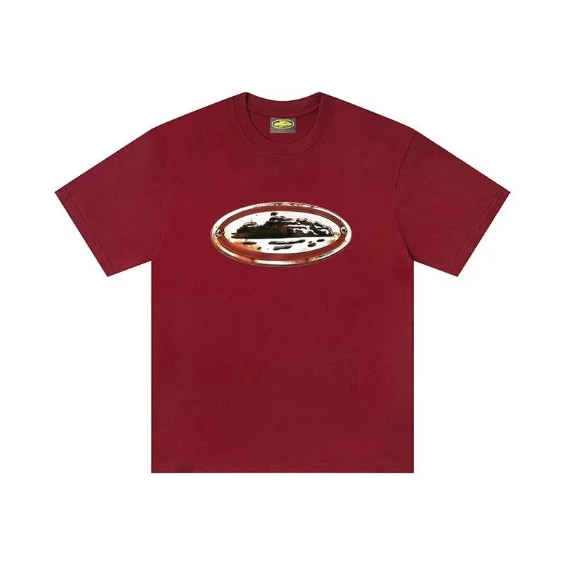 Other Unknown Brand Wine Red T-Shirt with Oval Graphic Red - 1