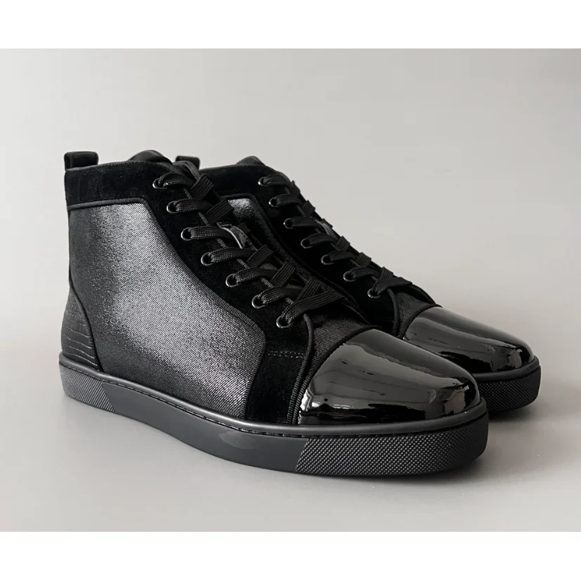 Christian Louboutin Christian Louboutin Louis Black Patent High Top Sneakers Black - 1
