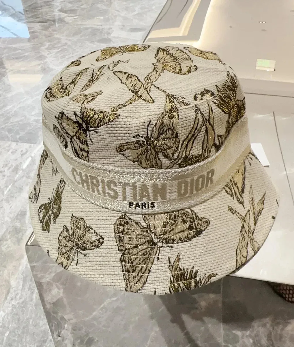 Dior Christian Dior Butterfly Print Bucket Hat Cream Cream - 1