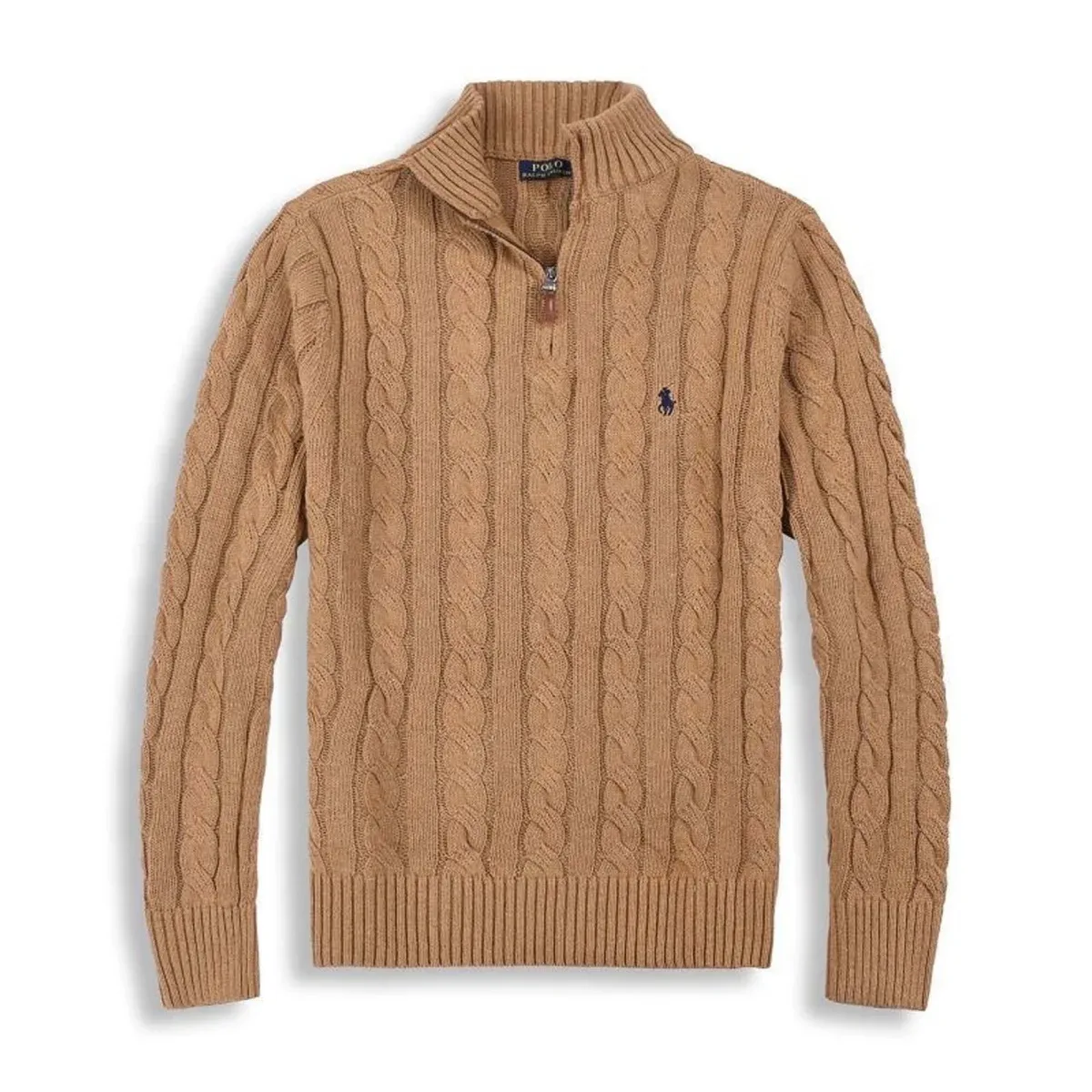 Polo Ralph Lauren Polo Ralph Lauren Cable Knit Half-Zip Sweater Camel Brown - 1