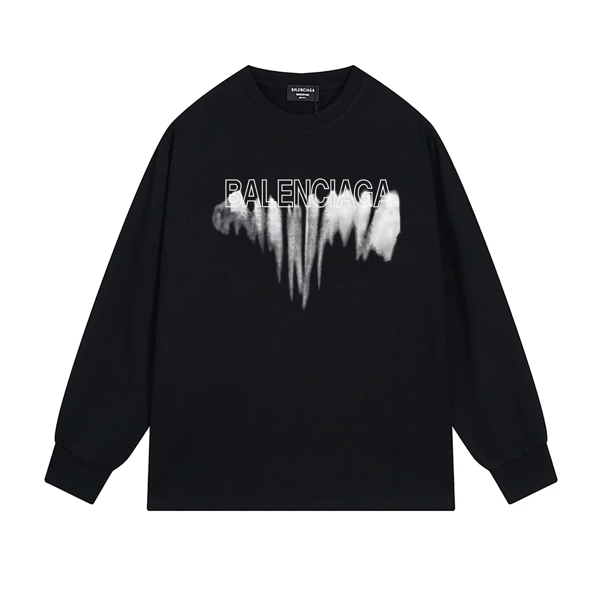 Balenciaga Balenciaga Black Logo Print Long Sleeve T-Shirt Black - 1