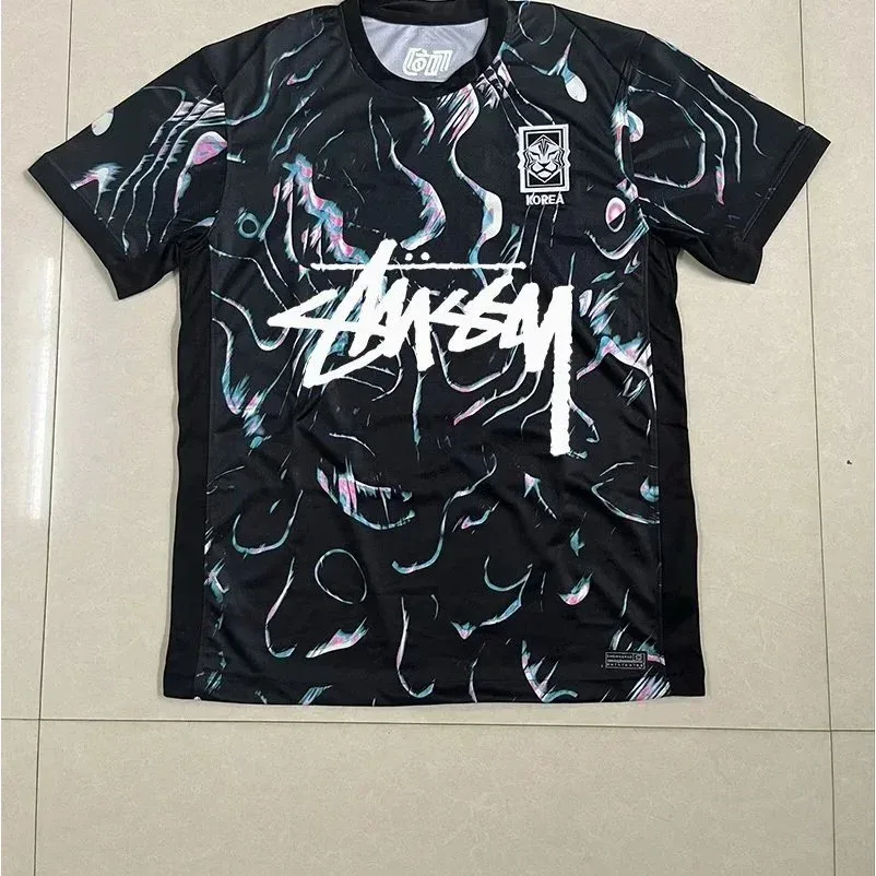 Stussy Stussy Korean Away Jersey with Abstract Print T-Shirt Black - 1