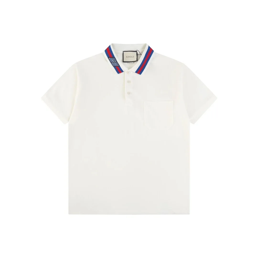 Gucci Gucci White/Red-Blue Collar Polo Shirt White