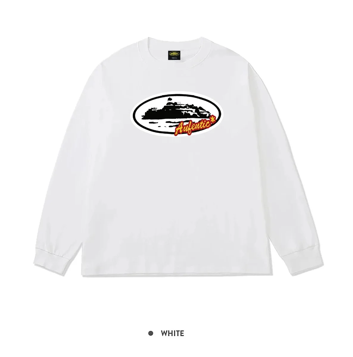 Other Unisex White 'Aufentic' Long Sleeve T-Shirt White - 1
