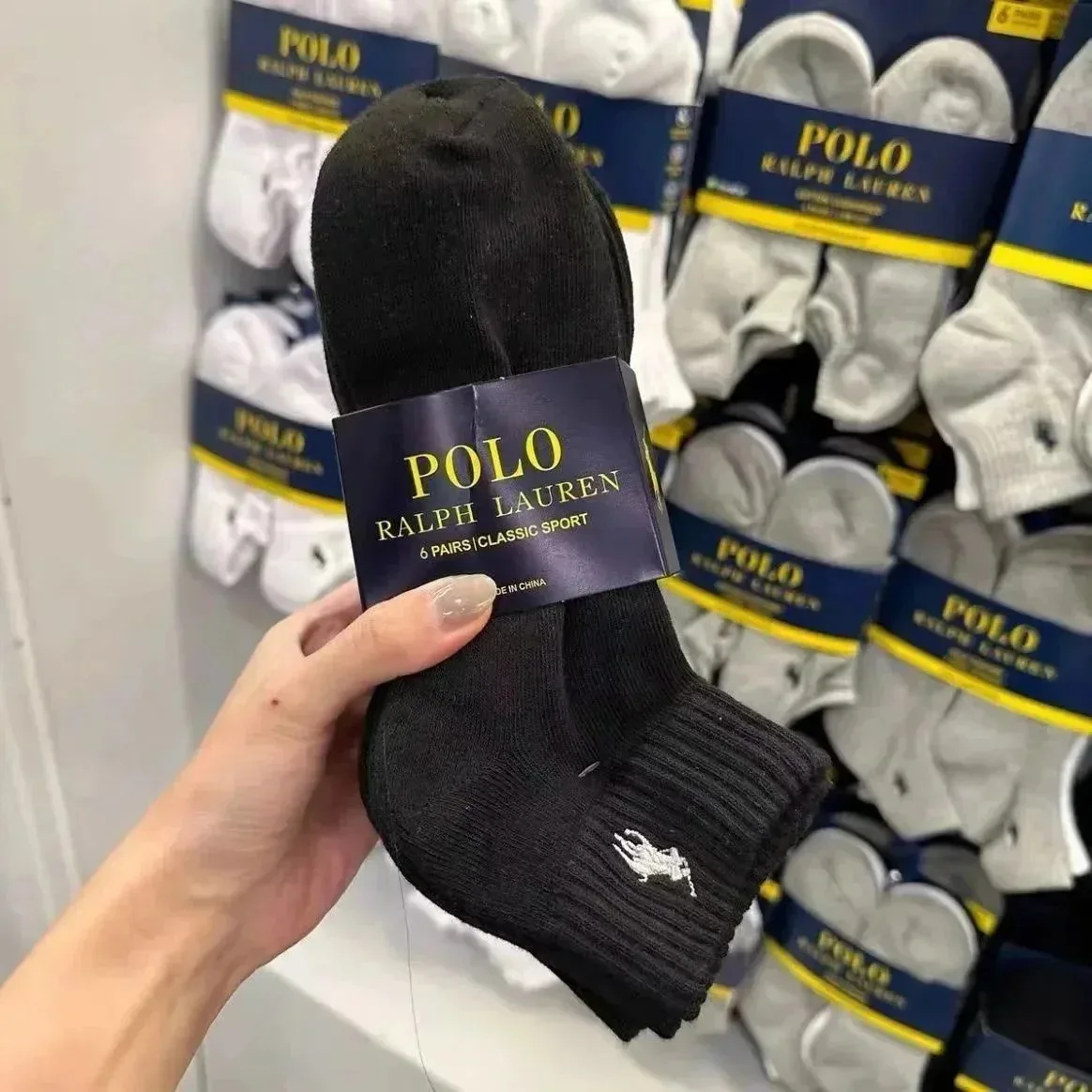 Polo Ralph Lauren Polo Ralph Lauren Classic Sport Black Mid-6 Pairs Socks Black - 1