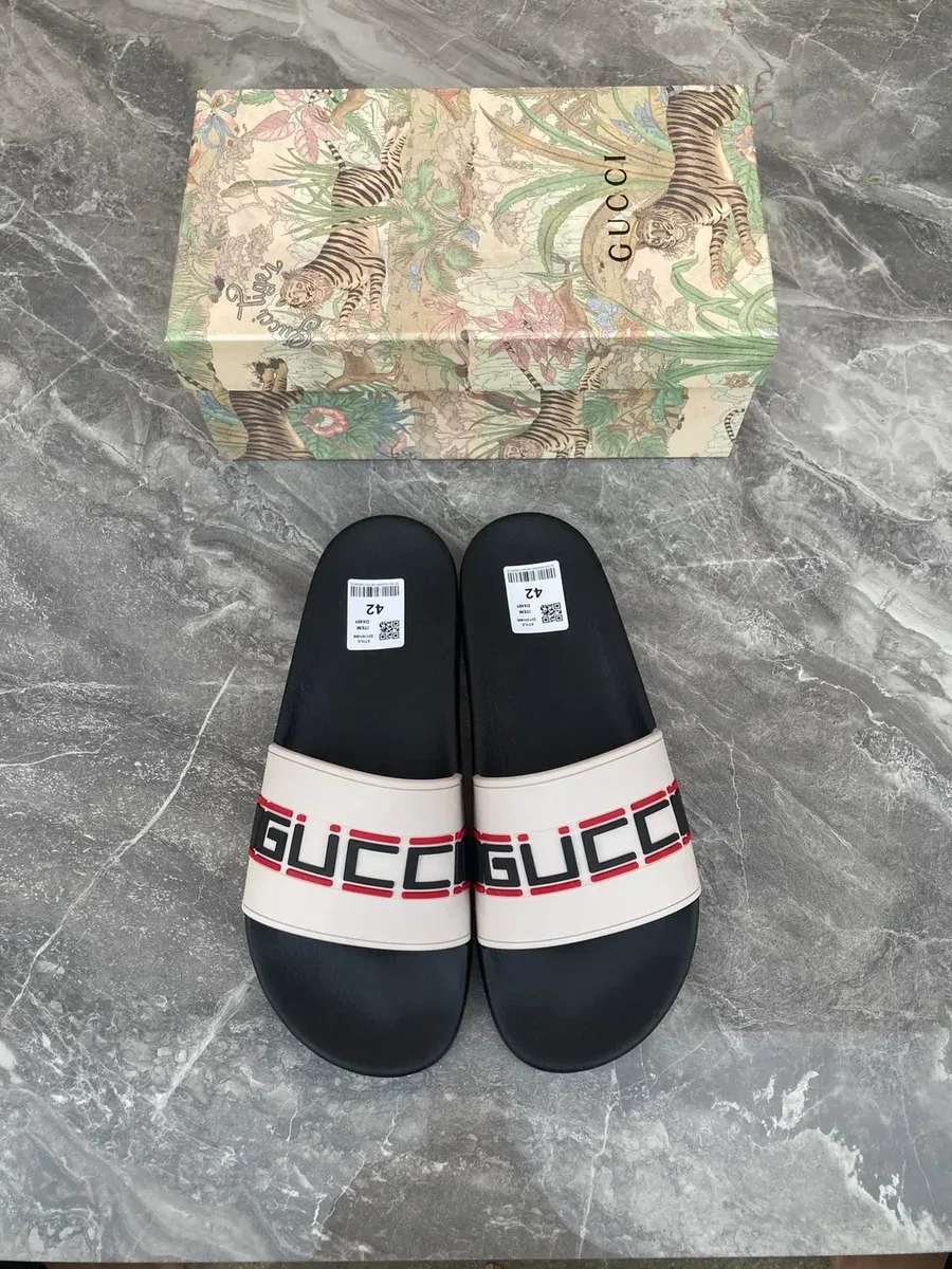 Gucci Gucci Black & White Slide Sandals Black