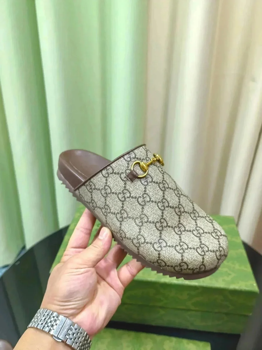 Gucci Gucci 1955 Horsebit Beige/Brown Mule Slippers Beige