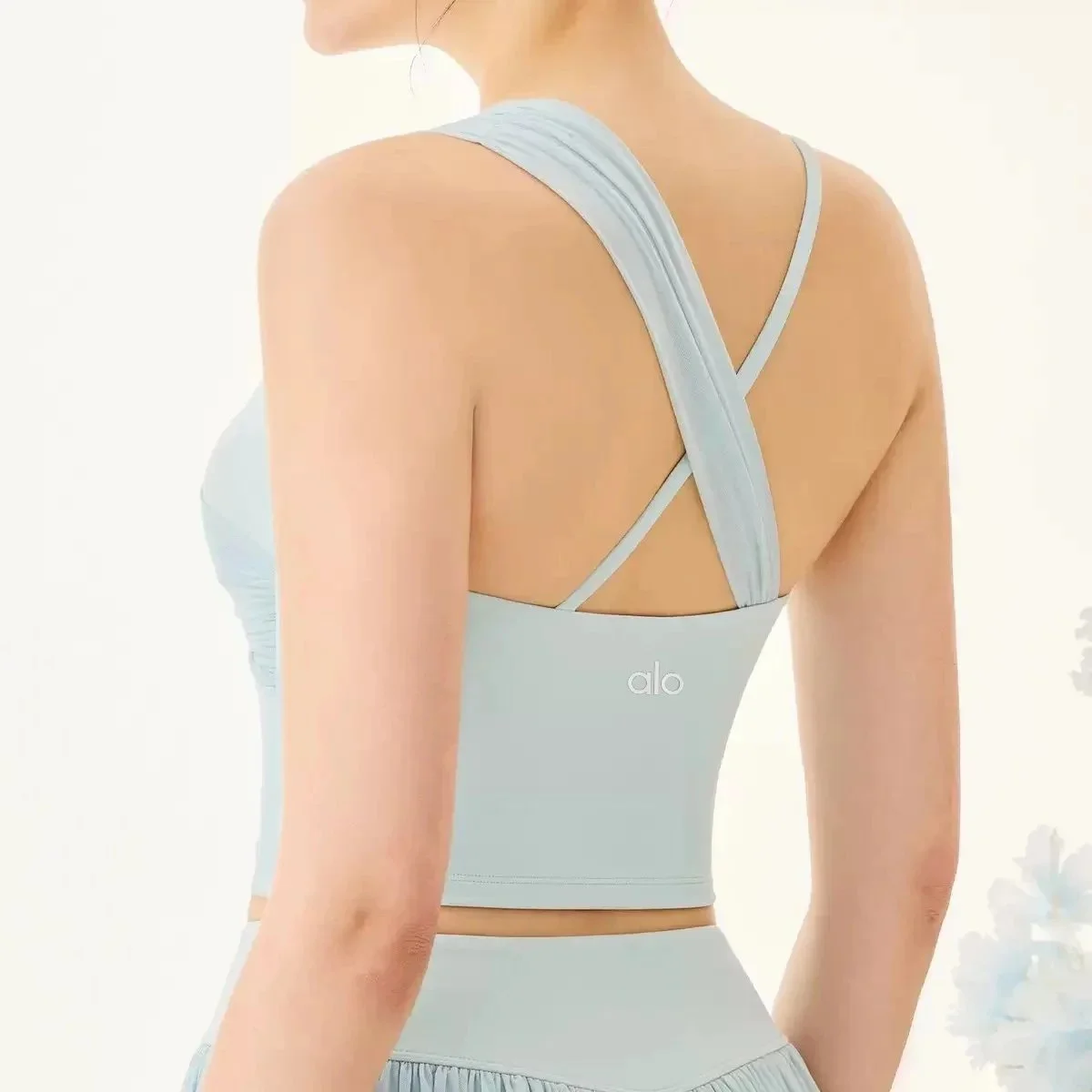 Alo Yoga Alo Saltwater Blue Crop Top Yoga Wear Blue - 1