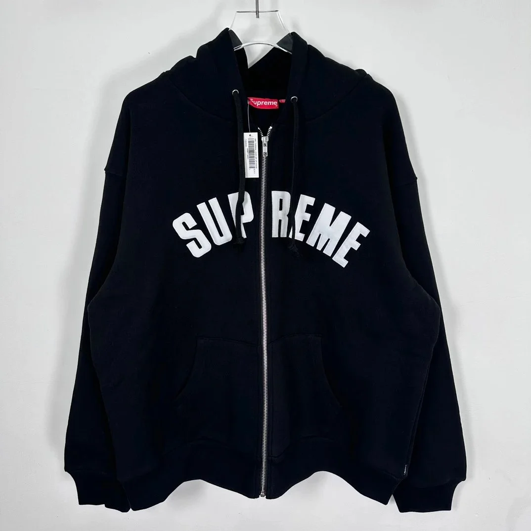 Supreme Supreme Supreme Black Waffle Zip-Up Hoodie Black - 1
