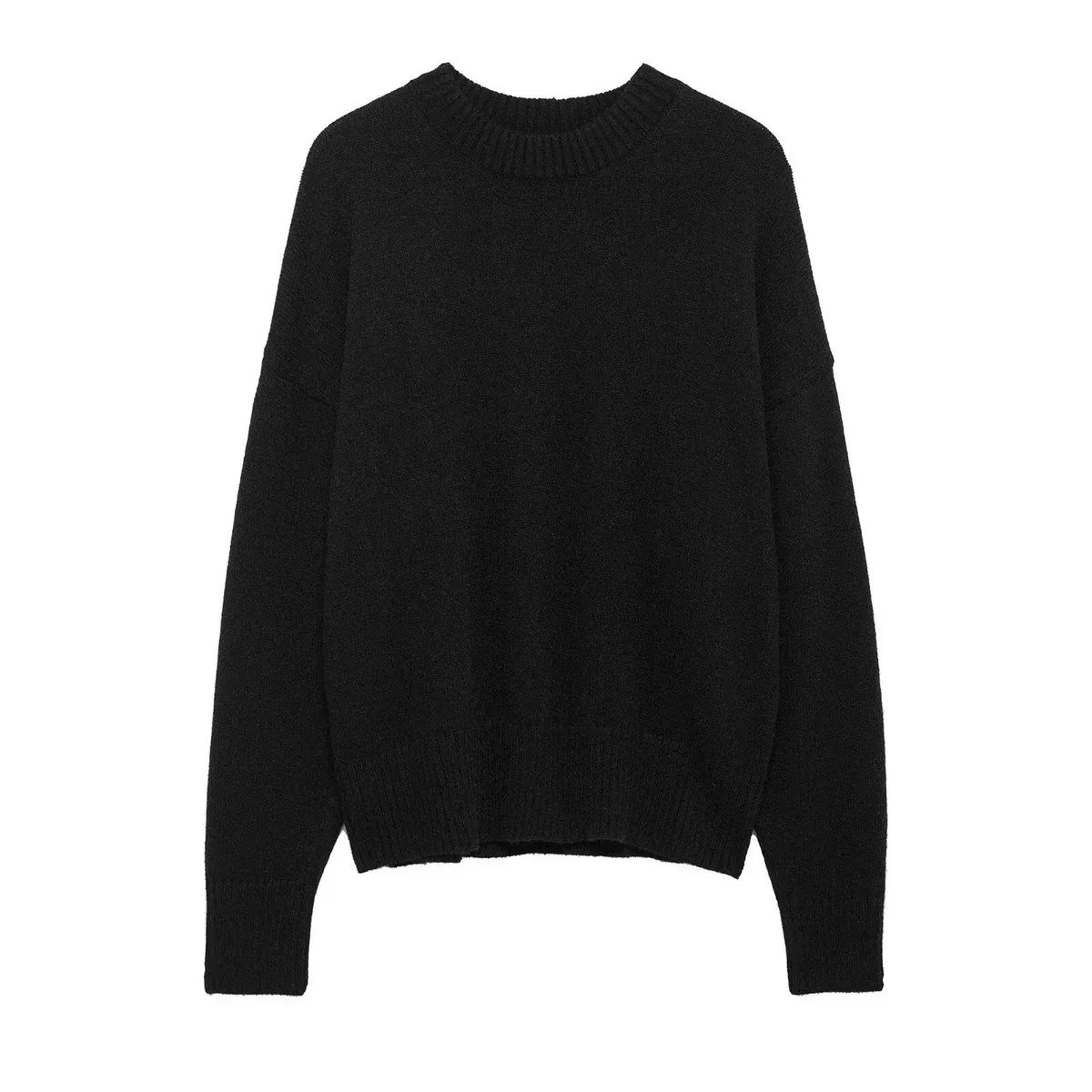 Other Black Solid Knit Sweater Black - 1