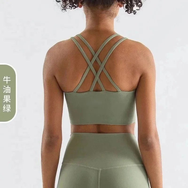 Other Women's牛油果绿 Sports Bra with Crossback Straps Green - 1