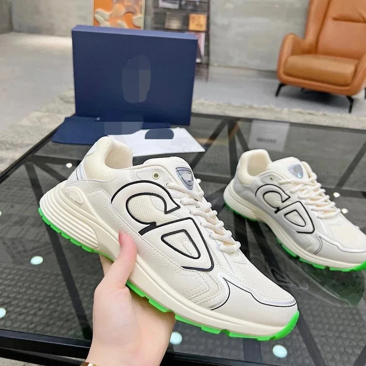 Other Unisex '2' Model White & Green Sneakers White - 1