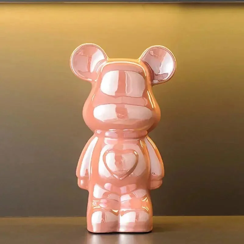 Bear-Shaped Ceramic Money Bank,爱心熊-少女粉