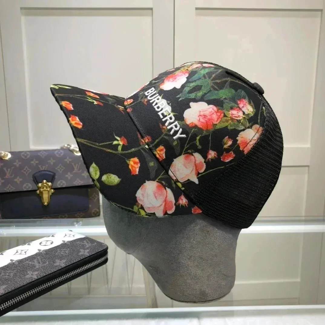 Burberry Burberry Floral Print Trucker Cap Black Black