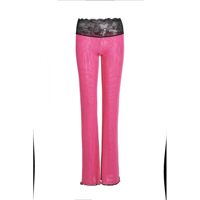 Other Pink Lace Waist Flare Pants Pink - 1