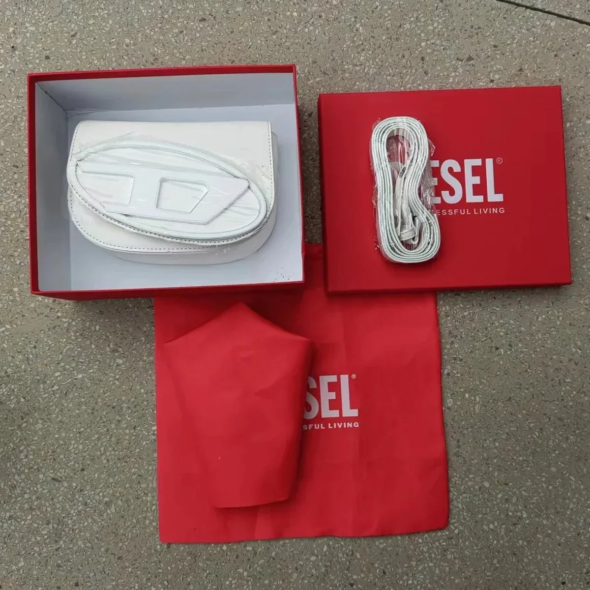 Diesel Diesel White Logo Shoulder Bag White