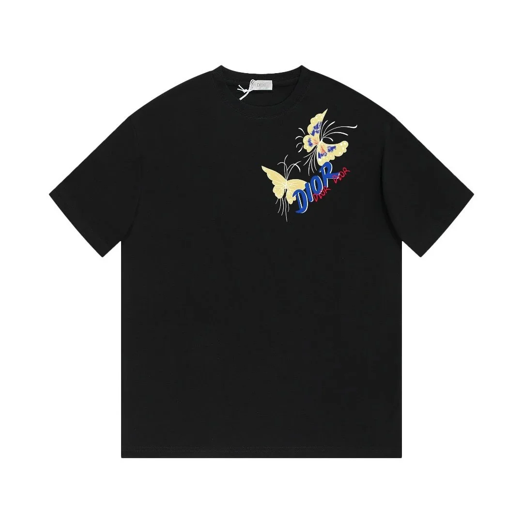 Dior Dior Black Butterfly Embroidery T-Shirt Black - 1