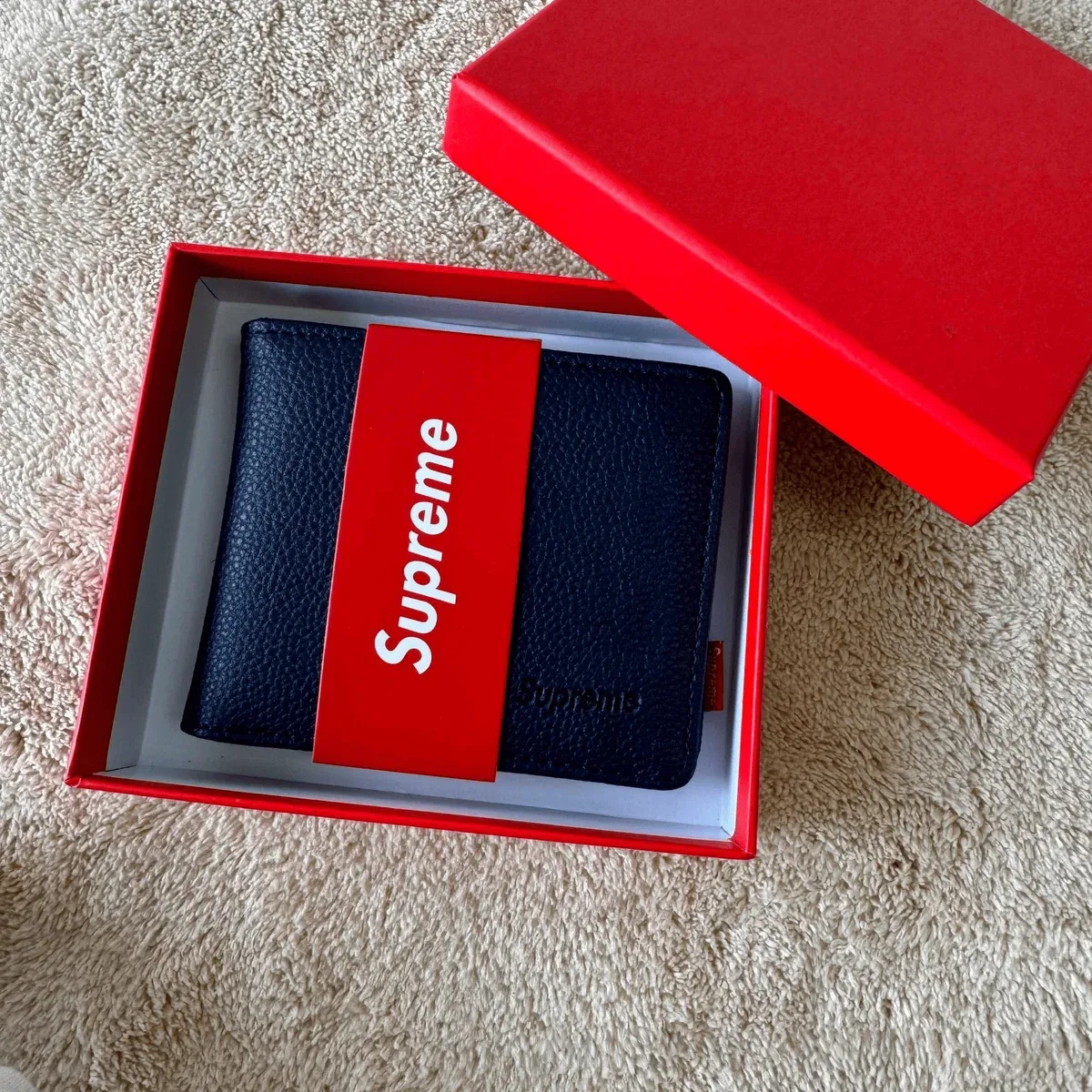 Supreme Supreme Blue Leather Wallet in Red Box Blue