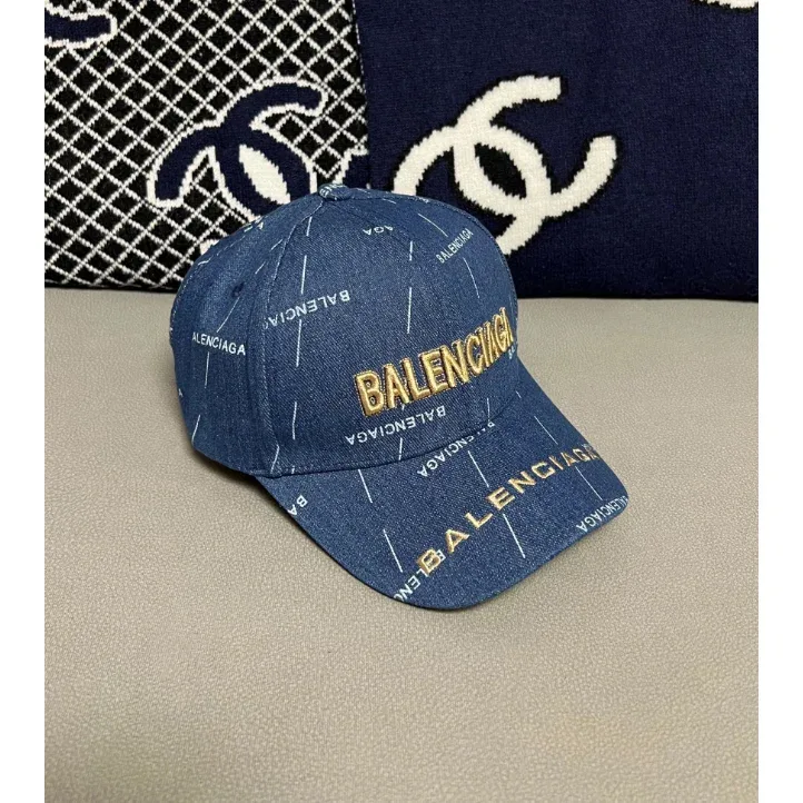 Balenciaga Balenciaga Denim Blue All-Over Logo Cap Blue