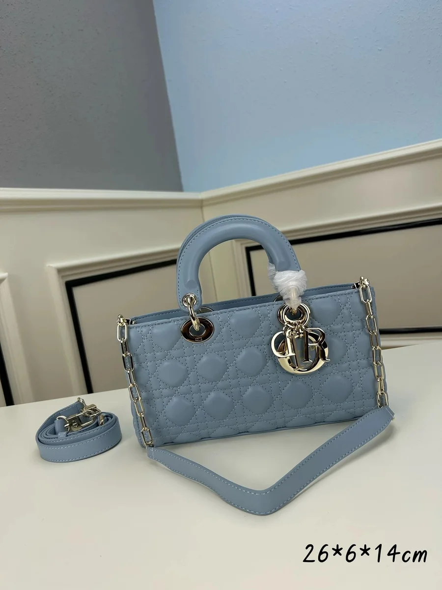 Dior Dior Lady Dior Blue Leather Handbag Blue - 1