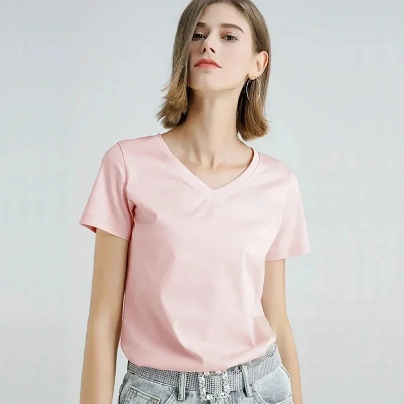 Other Floral Pink V-Neck T-Shirt Pink - 1
