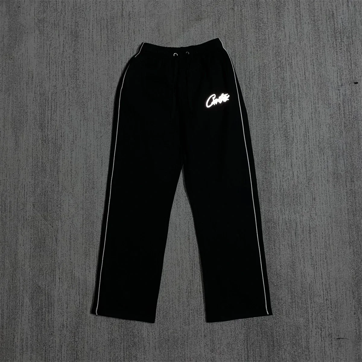 Other Black Track Pants with Reflective Logo and Side Stripes Black - 1
