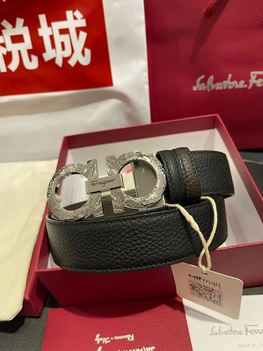 Salvatore Ferragamo Salvatore Ferragamo Gancini Leather Belt Black Black - 1