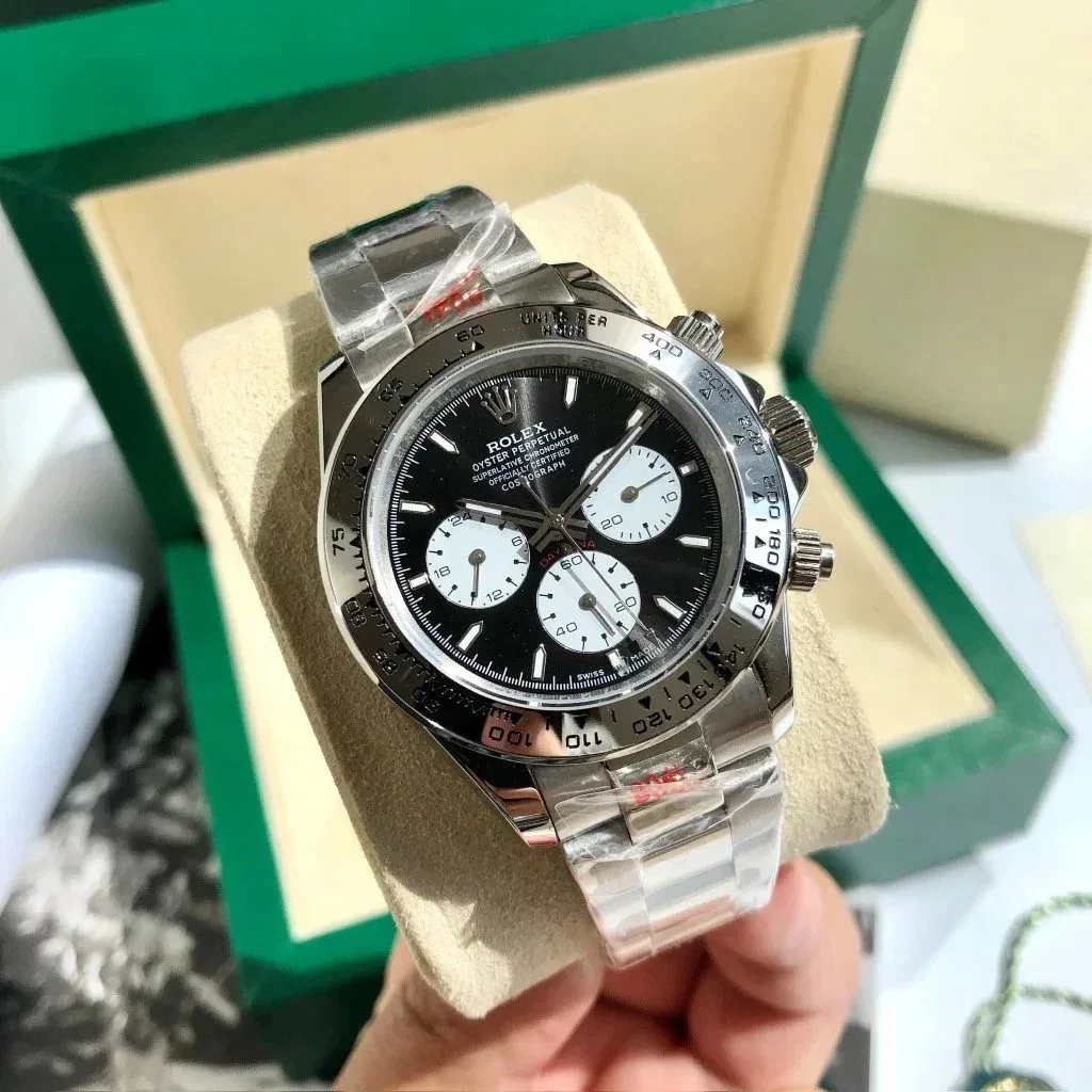 Rolex Rolex Daytona Silver Case Black Dial Steel Band Black - 1