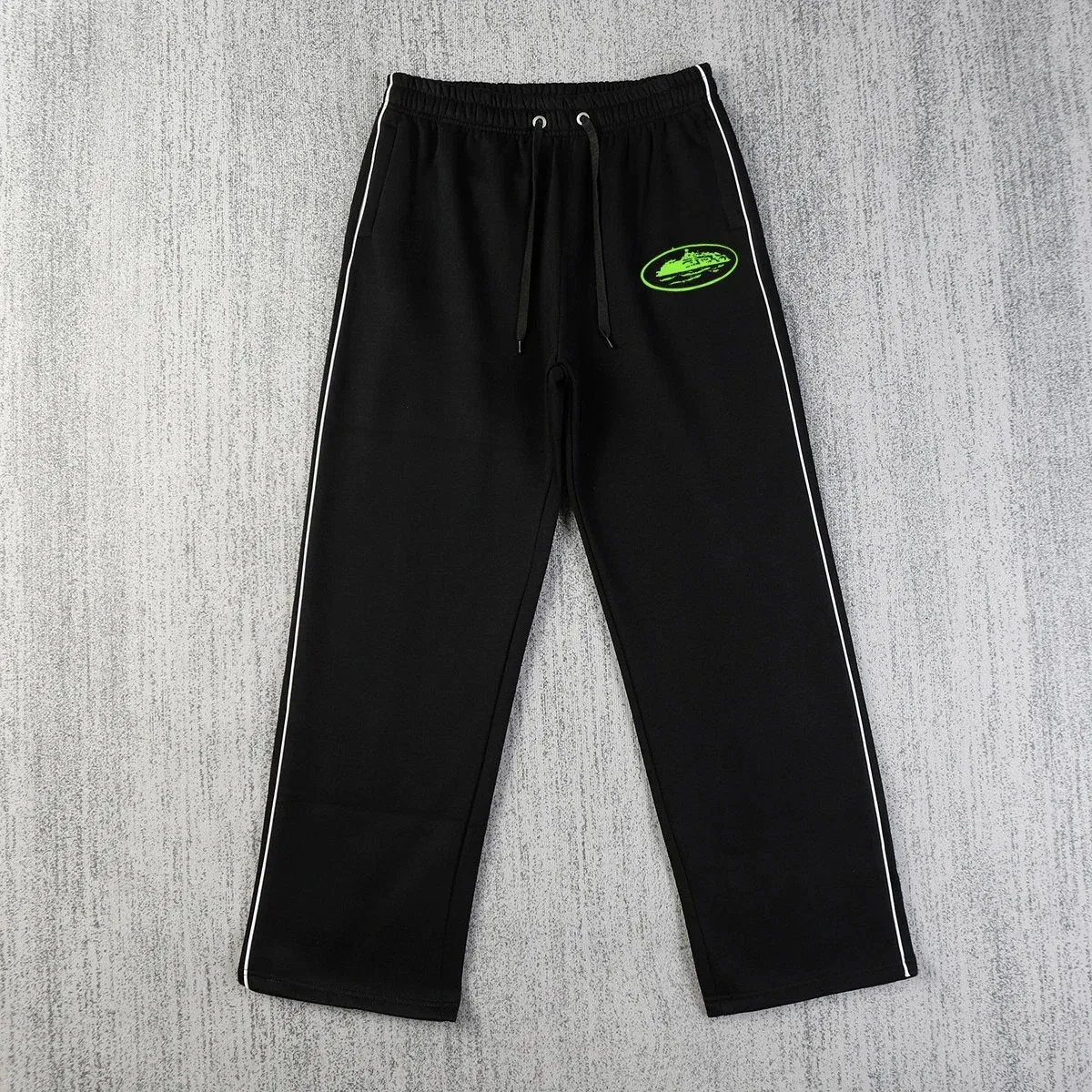 Other Black Green Sweatpants with White Side Stripes Black - 1