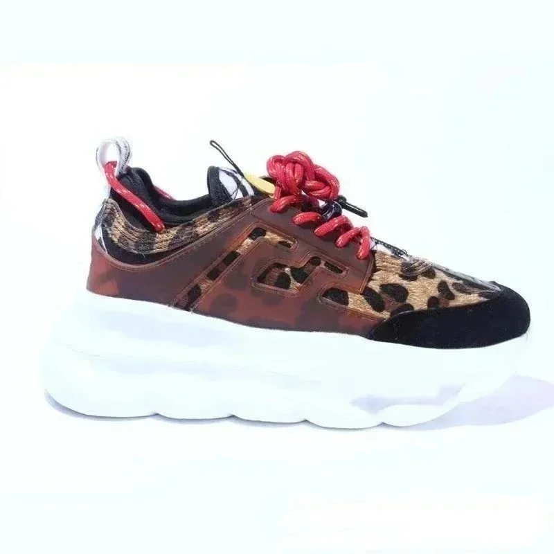 Hogan Hogan H365 Leopard Print Red Lace Chunky Sneaker Multicolor