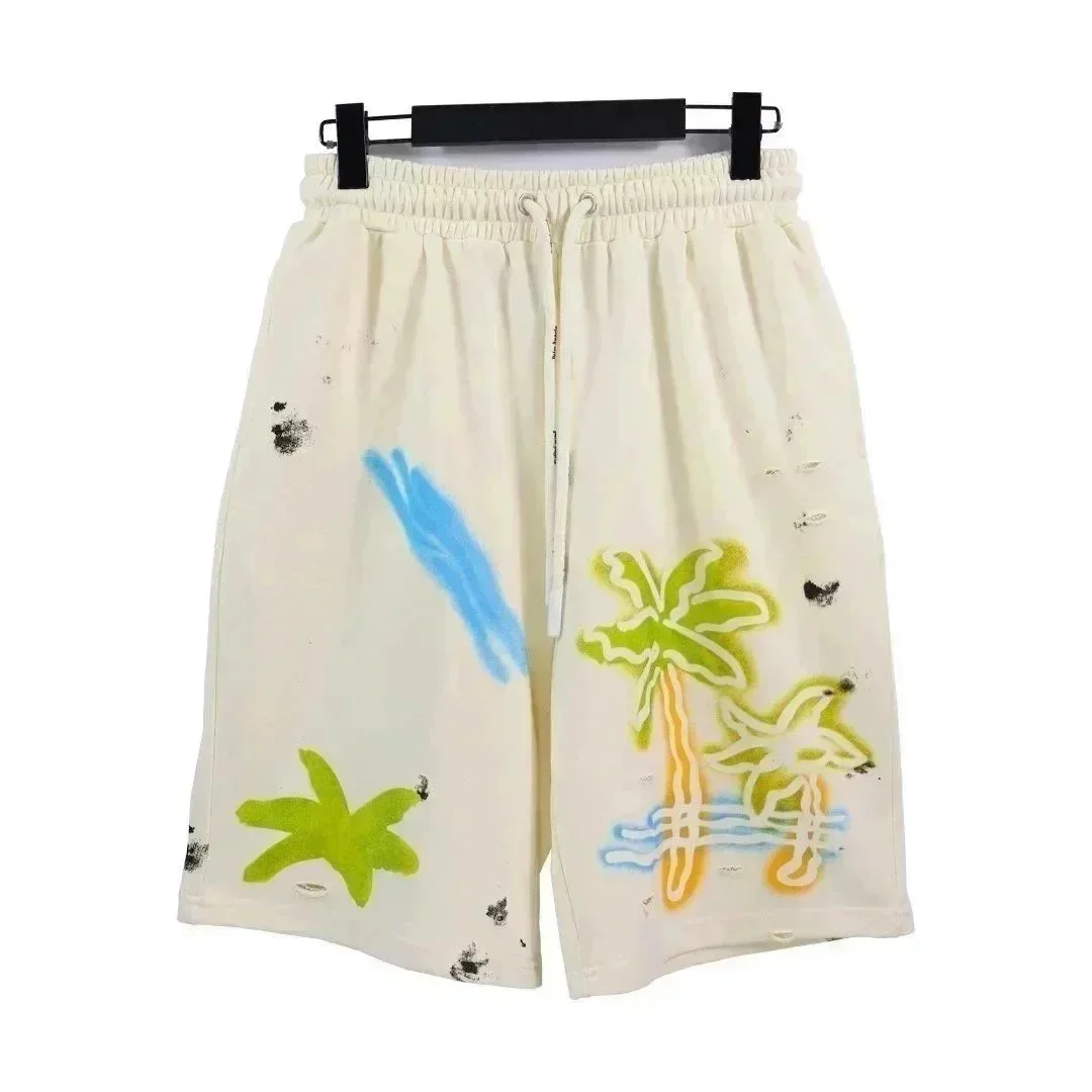 Other Unisex Beach Print Shorts Cream Cream - 1